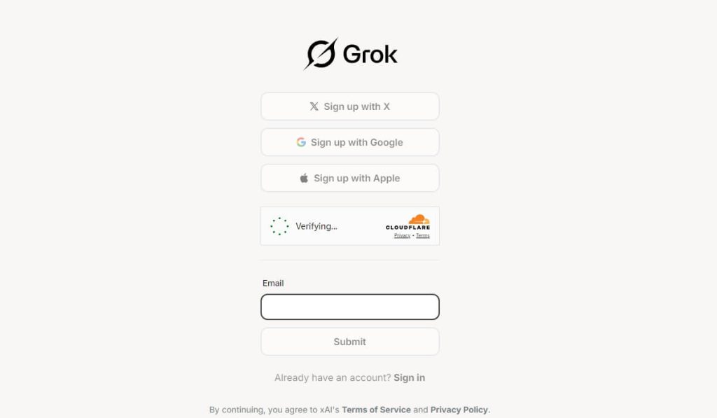 sign up grok