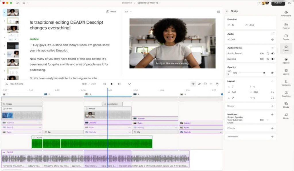 descript ai video edit